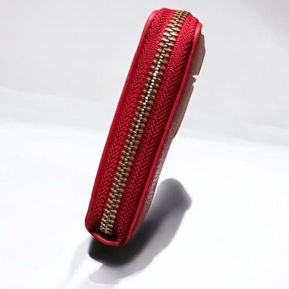 Tory Burch Red Zip-Around Pebbled Leather Wallet - Picture 4 of 9